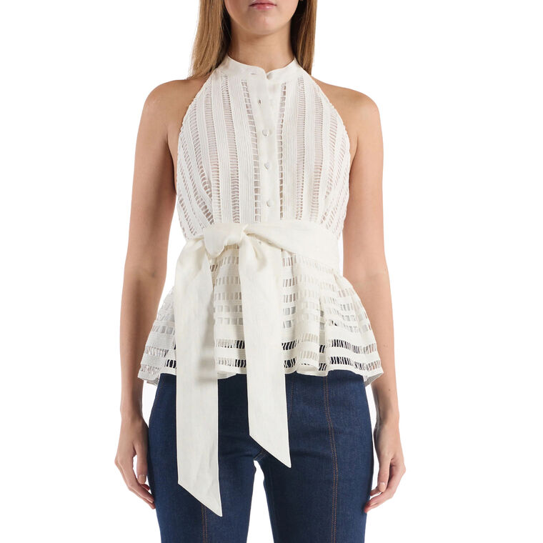 Nash Halterneck Tie-Waist Lace Top image number null