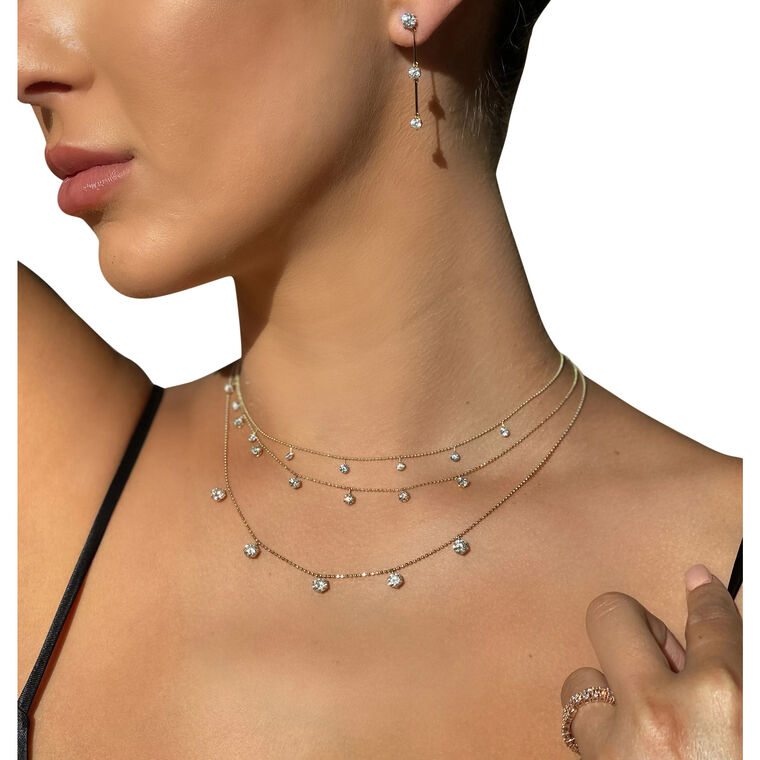 Floating Diamond Triple Drop Earrings image number null