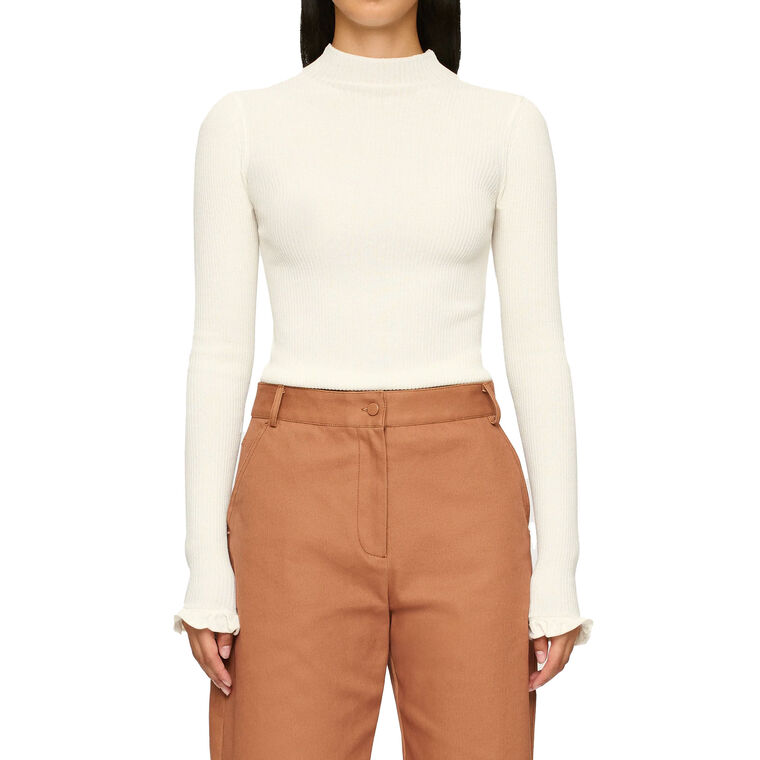 Alina Ruffle Hem Long Sleeve Knit Top image number null