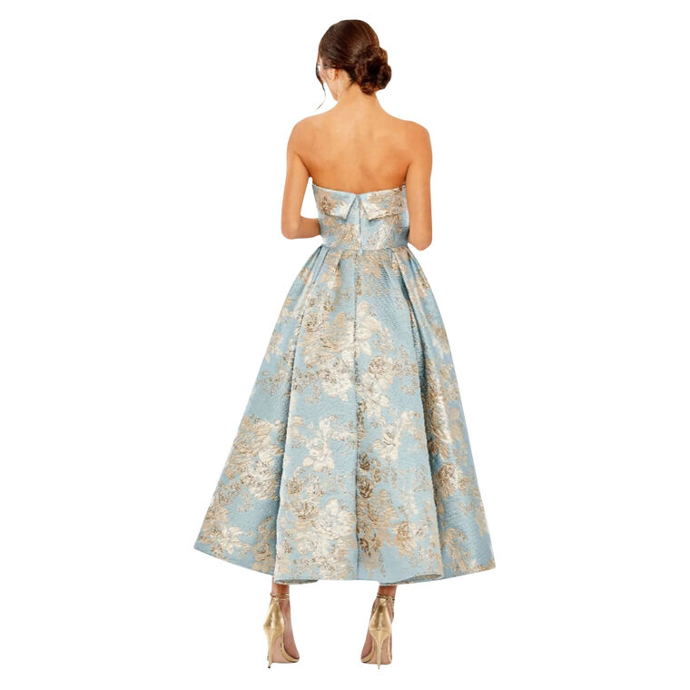 Strapless Brocade Midi Dress with Pockets image number null