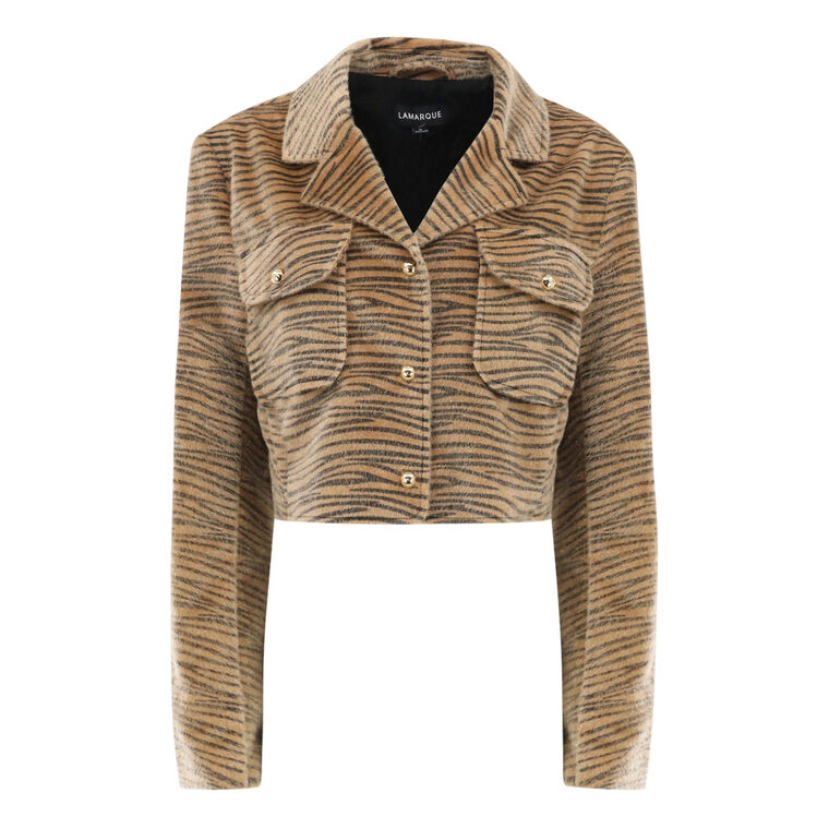 Jaylee Tiger Print Cropped Jacket image number null