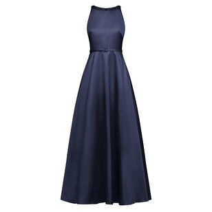 Minta Sleeveless Halter Belted Mikado Gown