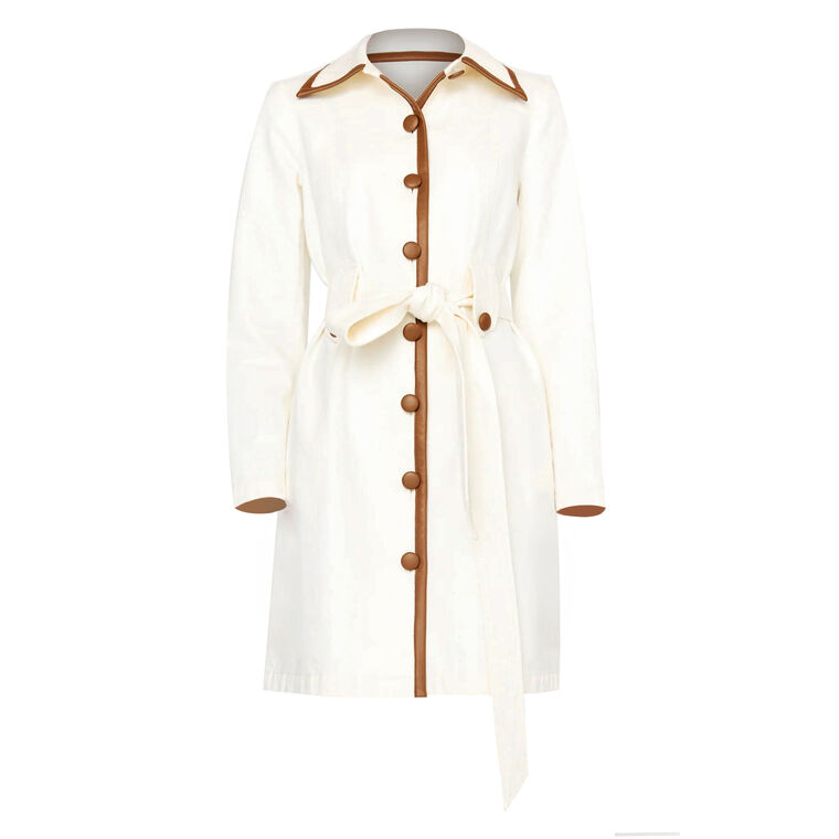 Theo Contrast-Trim Mini Trench Coat image number null