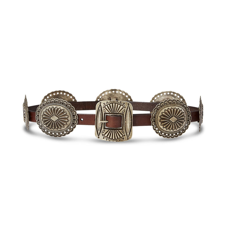 Distressed Leather Conch Belt image number null