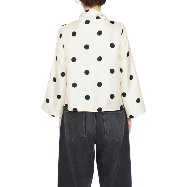Naviglio Long Sleeve Tie-Neck Blouse image number null
