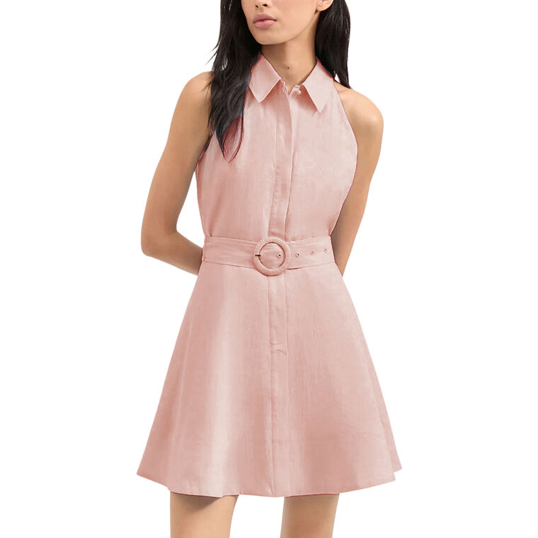 Beau Sleeveless Belted Linen Mini Dress image number null
