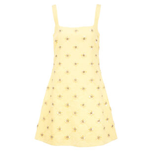 Barton 3D Sequin Sleeveless Structured Linen Mini Dress