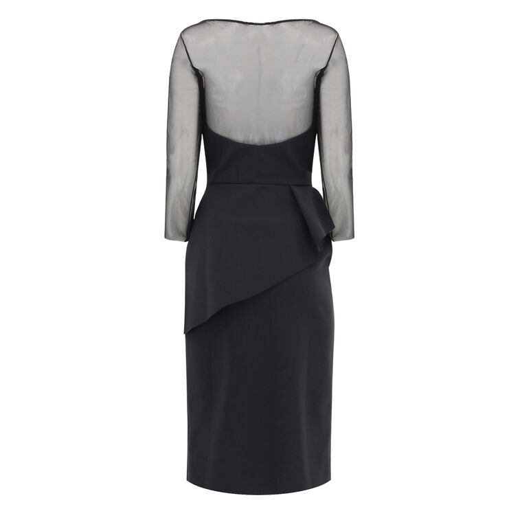 Skip Illusion Midi Cocktail Dress With Mesh Detail image number null