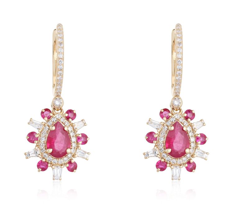 Ruby and Diamond Drop Earrings image number null