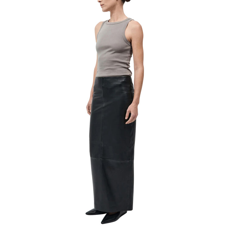 Leather Column Maxi Skirt image number null