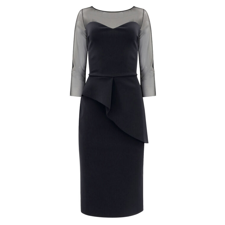 Skip Illusion Midi Cocktail Dress With Mesh Detail image number null