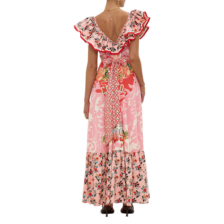 Frill Neck Maxi Dress With Hardware image number null