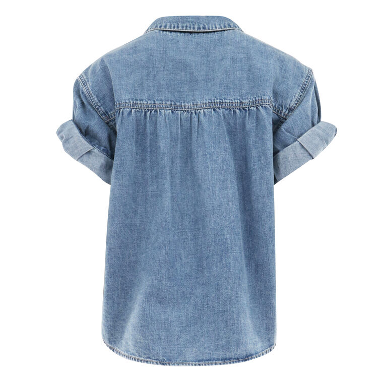 Ilene Denim Cuff-Sleeve Top image number null