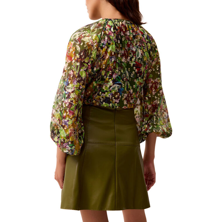 Arabella Long Sleeve Metallic Jacquard Top image number null