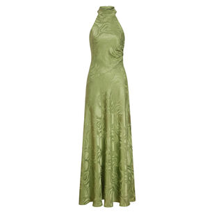 Anais Sleeveless Halterneck Silk Jacquard Maxi Dress