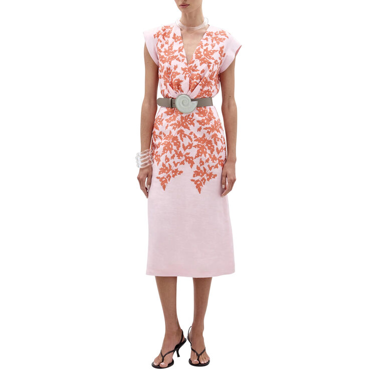 Olive Sleeveless V-Neck Midi Dress image number null