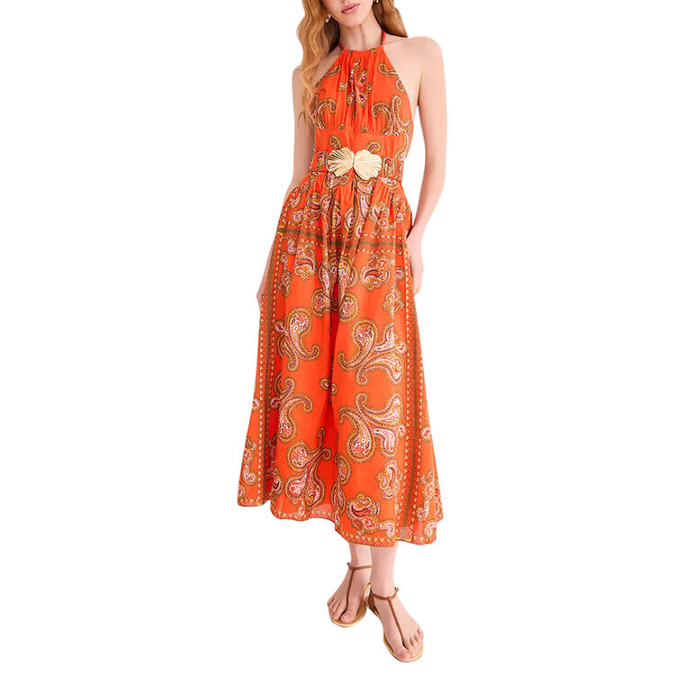 Dena Sleeveless Halterneck Belted Midi Dress image number null