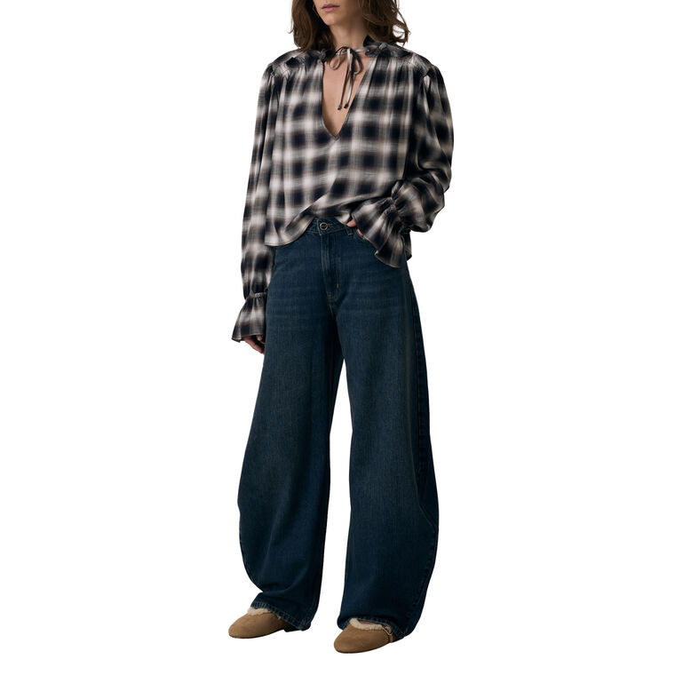 Fiona Plaid Tie Neck Shirt image number null