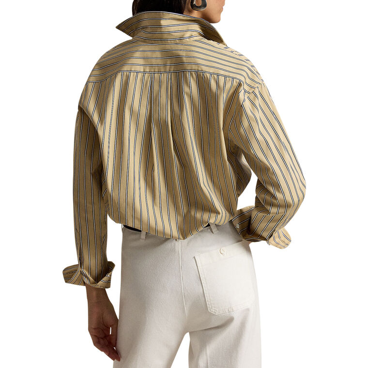 Long Sleeve Relaxed Fit Striped Cotton Shirt image number null