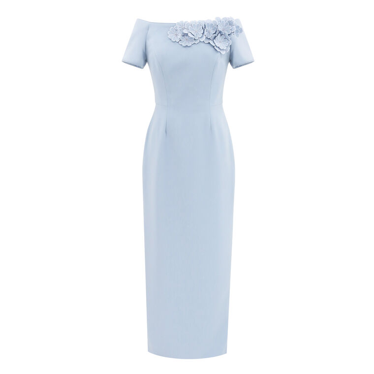 Off-Shoulder Sheath Gown With Floral Embroidery image number null