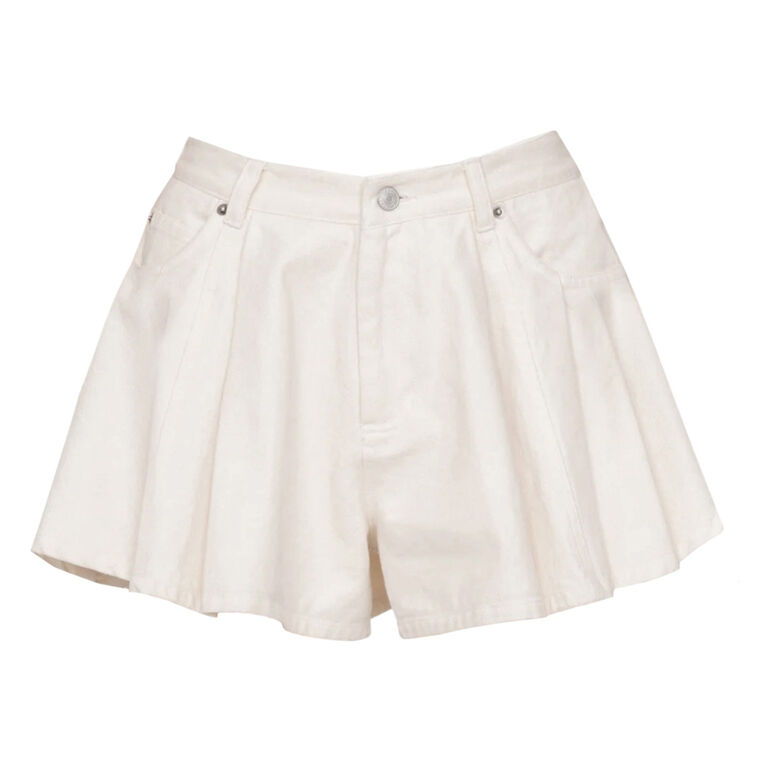 Stasia Pleated Denim Jean Shorts image number null