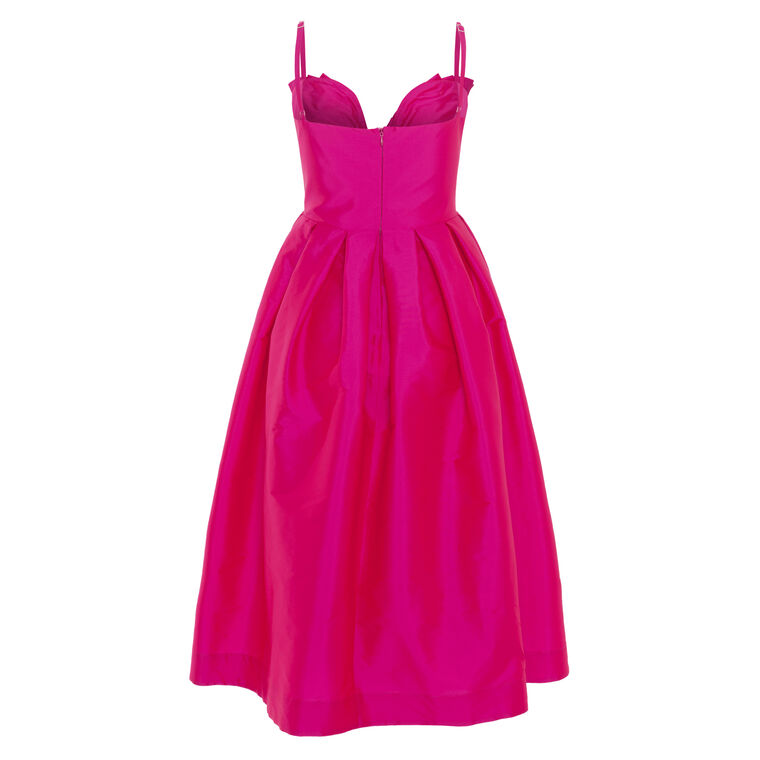 Taffeta Bloom Sleeveless Pleated Midi Dress image number null