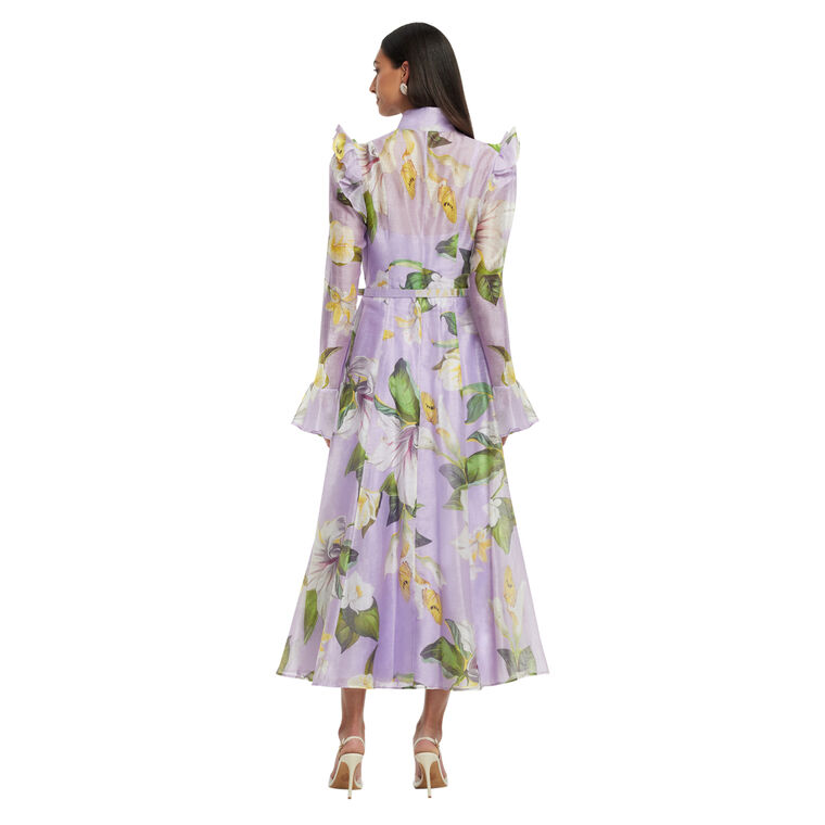 Katrina Butterfly Sleeve Belted Midi Dress image number null
