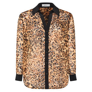 Quincy Burnout Jacquard Satin-Trim Blouse