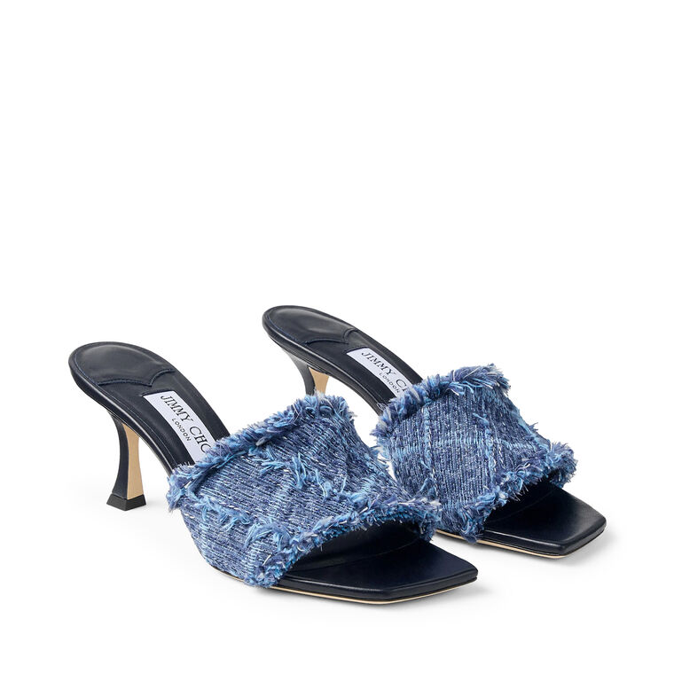 Alexia 70mm Flecked Denim Crossshatch Sandals image number null