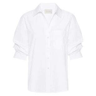 The Pia Button-Front Scrunch Sleeve Shirt