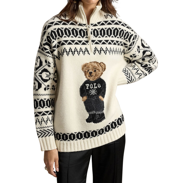 Wool Blend Long Sleeve Mock Neck Sweater image number null