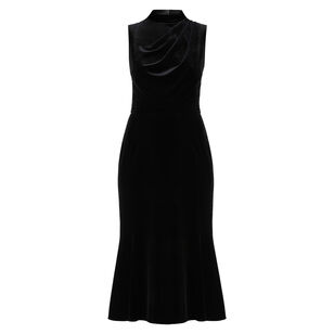 Audrey Sleeveless Mock Neck Velvet Midi Dress Audrey Sleeveless Mock Neck Velvet Midi Dress