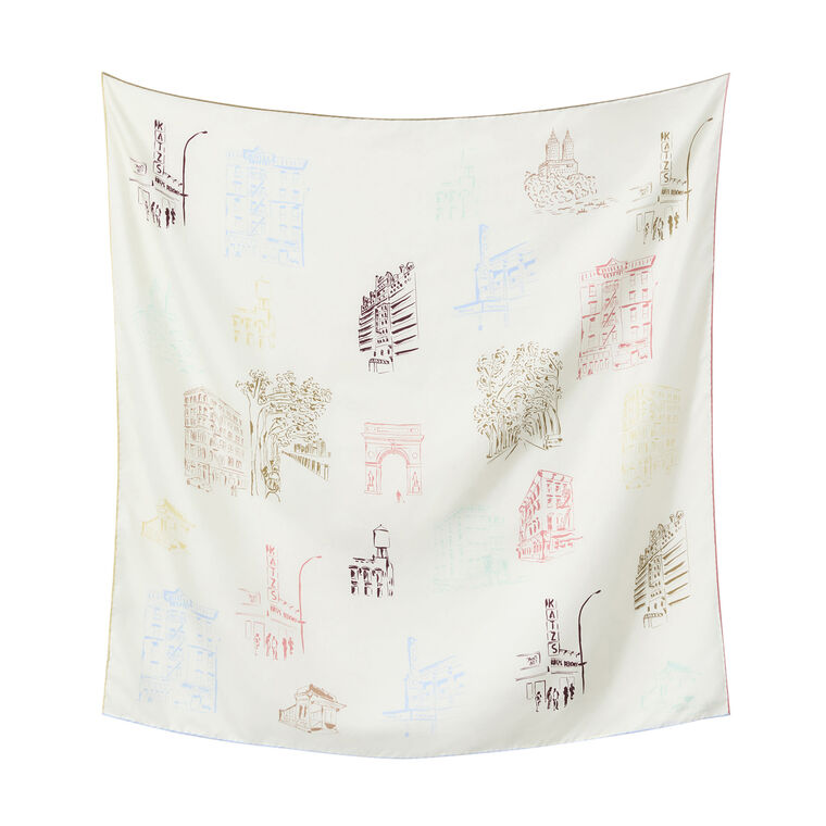 Manhattan Print Silk Twill Scarf image number null