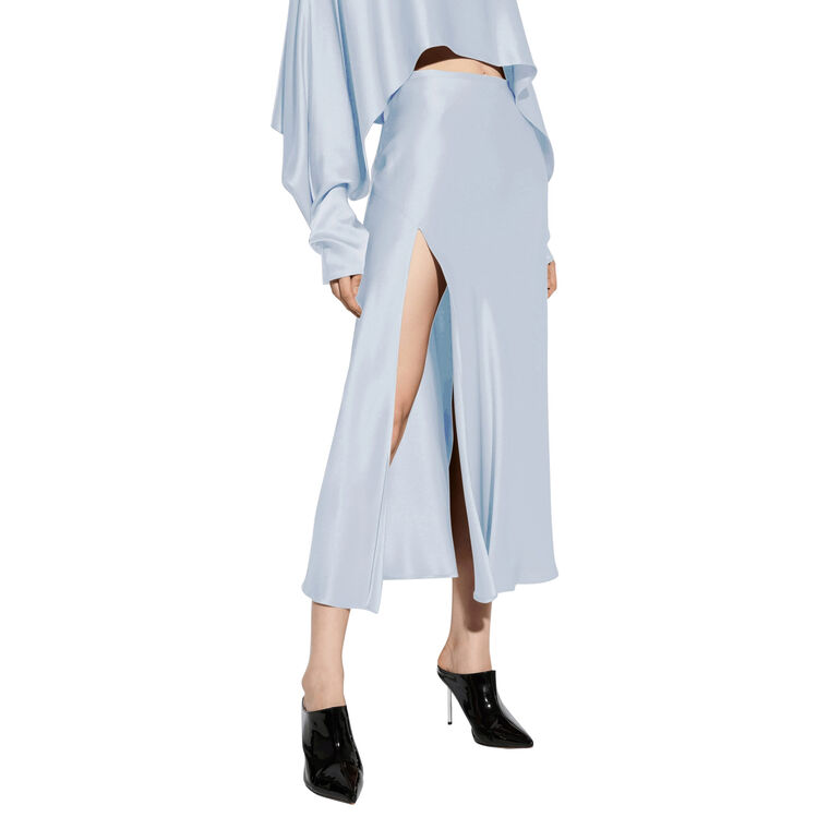 Satin Bias Slit Midi Skirt image number null