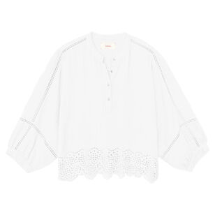 Roxanna Blouson Sleeve Top With Eyelet Hem