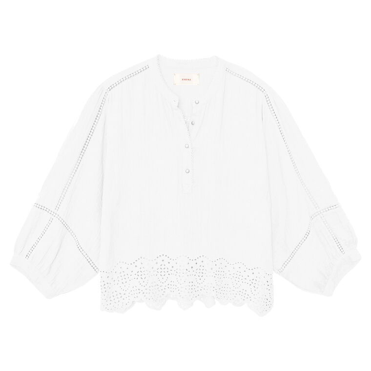 Roxanna Blouson Sleeve Top With Eyelet Hem image number null