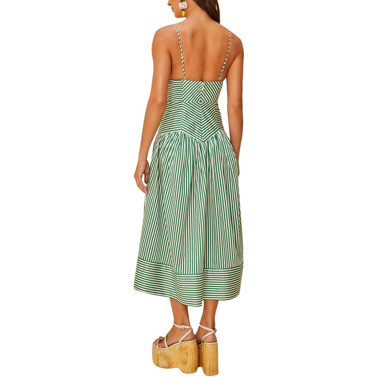 Bicolor Stripes Sleeveless Organic Cotton Midi Dress image number null