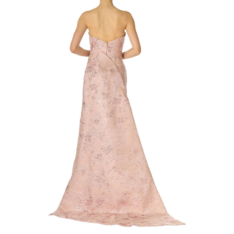 Draped Front Column Gown With Train image number null