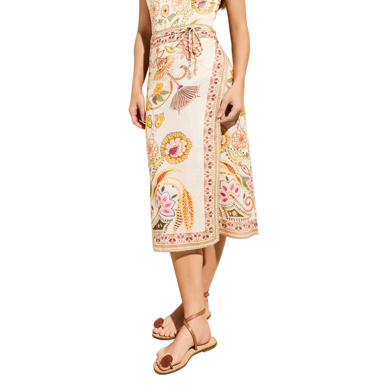 Sunnie Sheer Printed Wrap Skirt image number null
