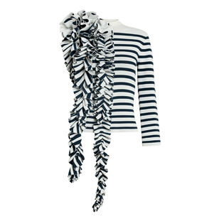 One-Sleeve Fitted Top With Ruffle