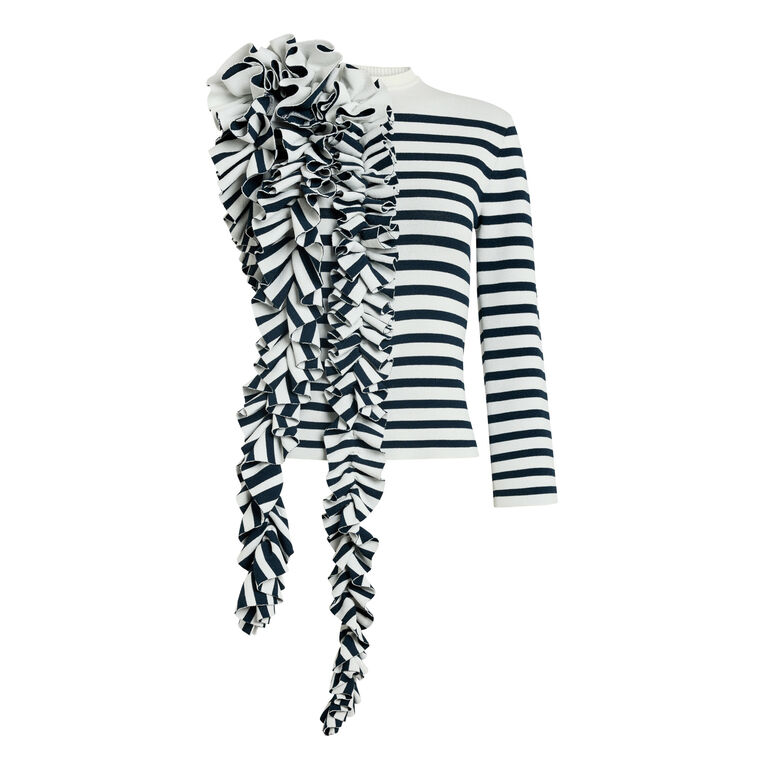 One-Sleeve Fitted Top With Ruffle image number null