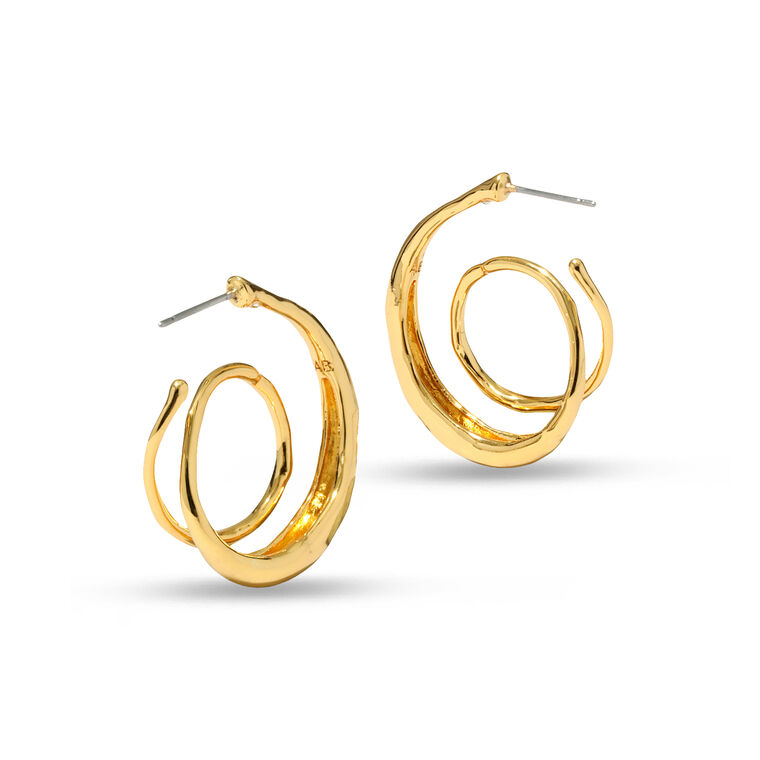 Molten Gold Spiral Hoop Earrings image number null