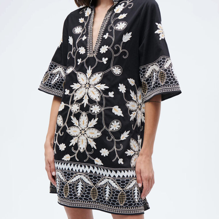 Lynne Floral Embroidered Cotton Dress image number null