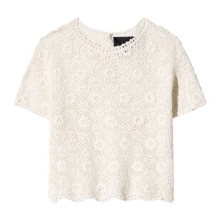 Elionne Short Sleeve Crochet Pullover Sweater