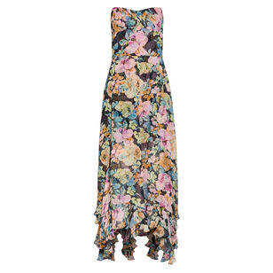 Monterey Strapless Floral Midi Dress