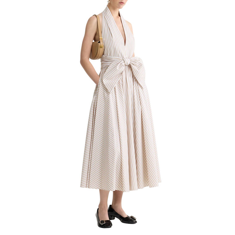 Sleeveless Halterneck Knot Midi Dress image number null
