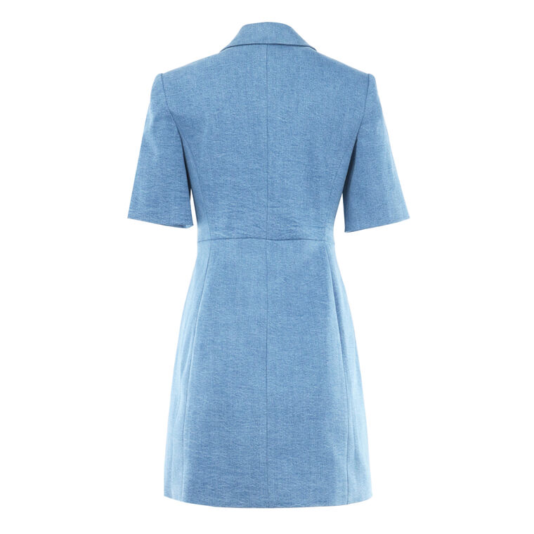Paige Short-Sleeve Chambray Mini Dress image number null