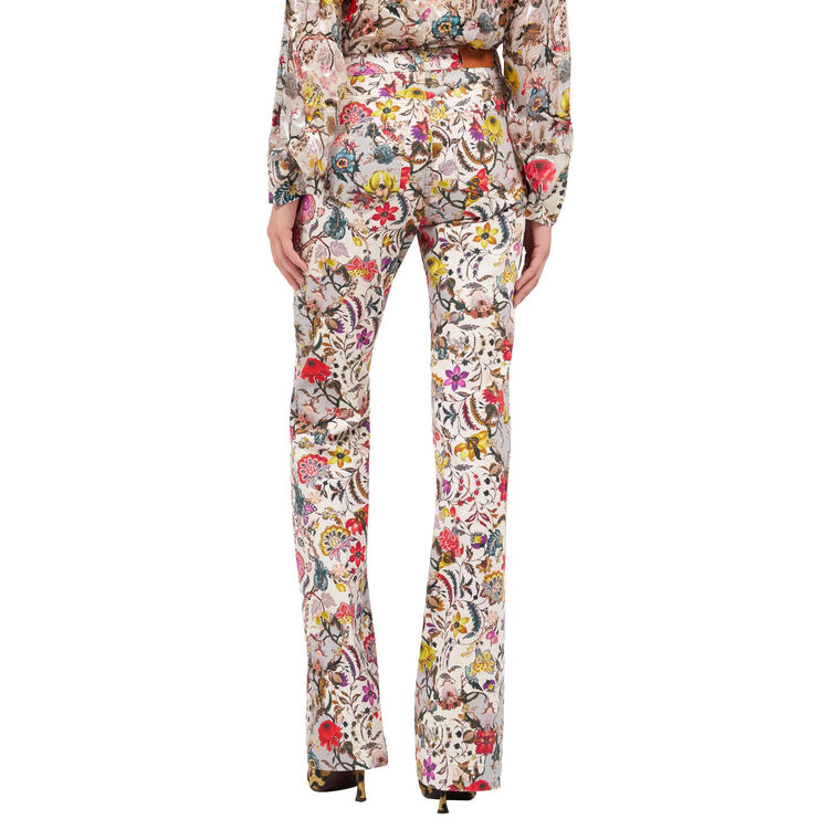 Flared Pants with Florentine Flowers Print image number null
