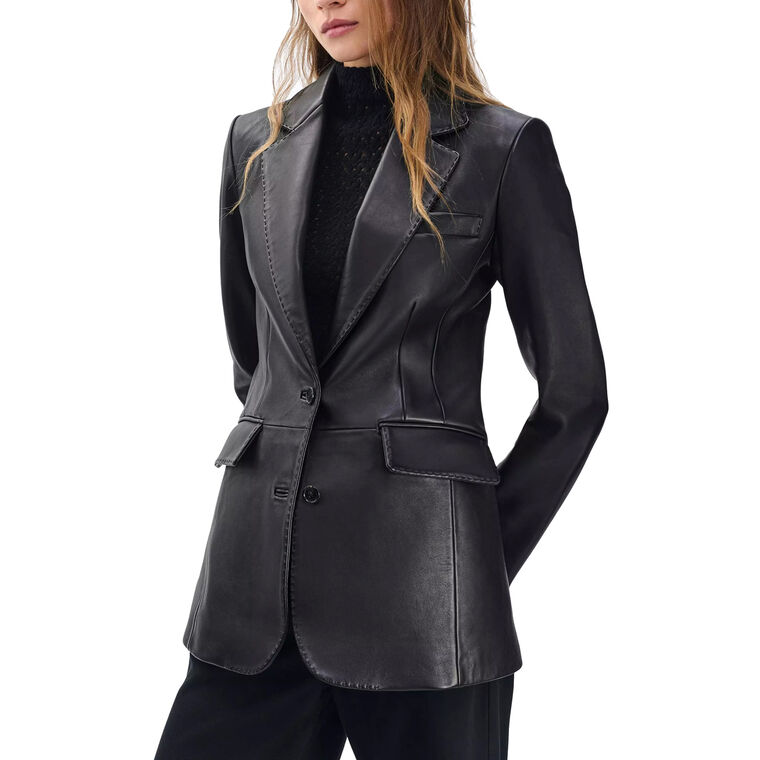 Ash Two-Button Lamb Leather Blazer image number null