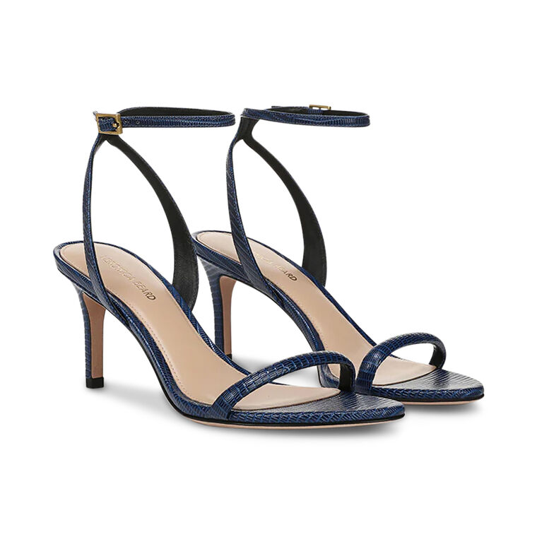 Sylvie Lizard-Embossed Ankle-Strap Stiletto Sandal image number null